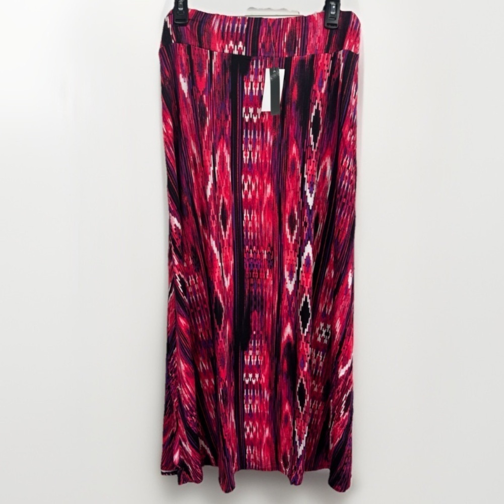 Chelsea & Theodore Boho Maxi Skirt Womens Size L Pink Multi Ikat Boho Tribal